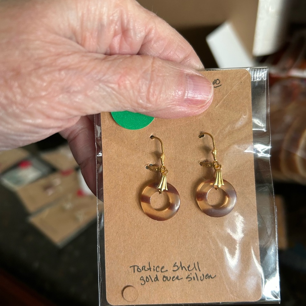 Gold and Brown Hoop Earrings